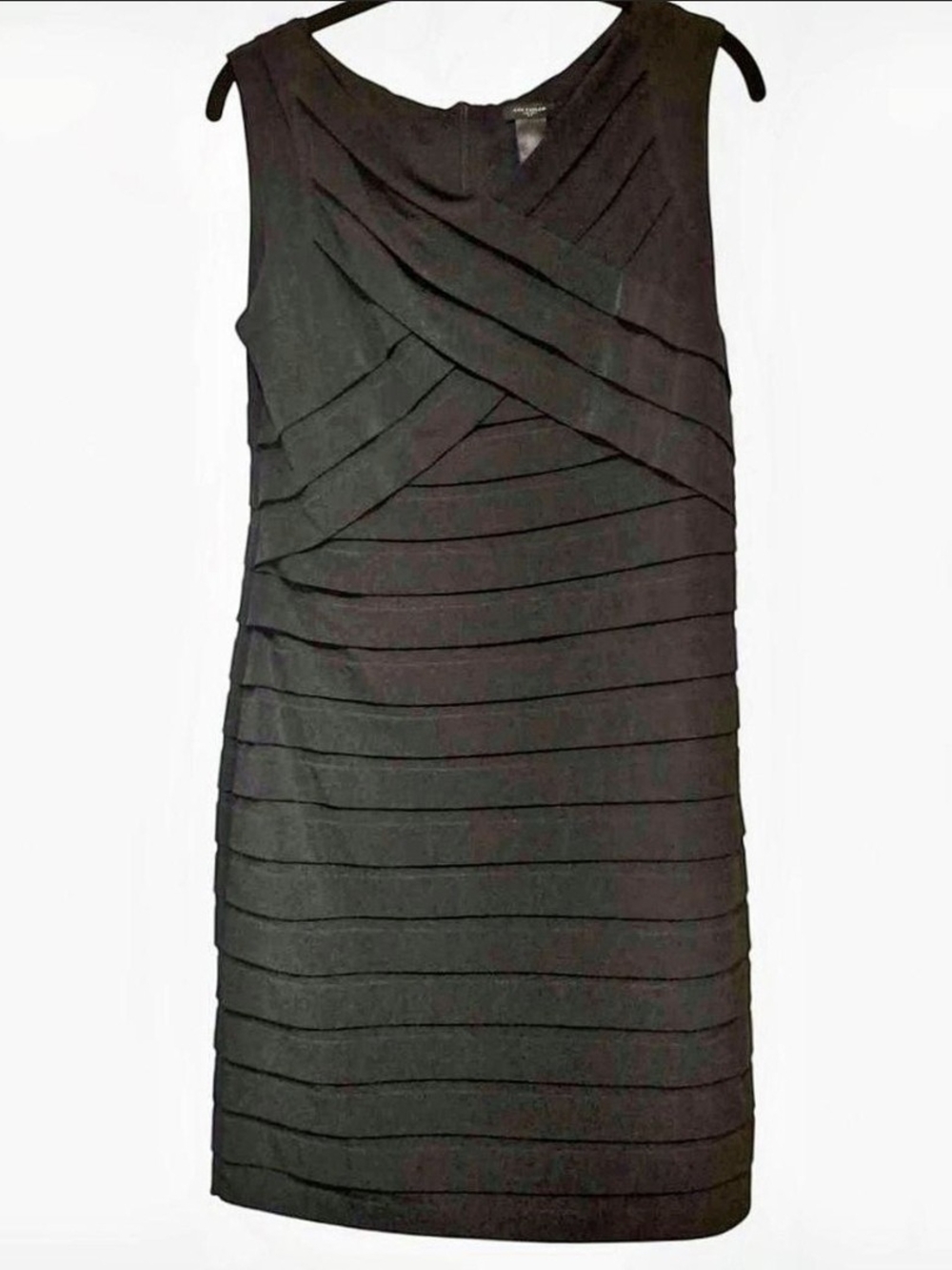 Ann Taylor Black Sleeveless Layered Sheath Dress